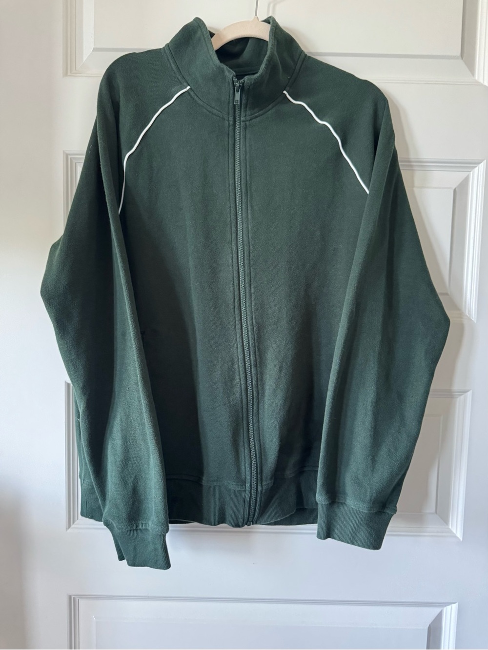 Goodfellow & Co. Men’s Full Zip Track Jacket Dark Green with White Piping